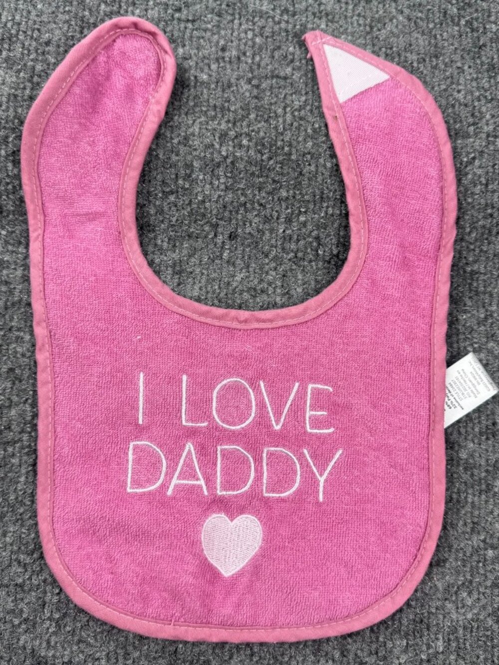 Hudson Baby I Love Daddy Pink Terry Cloth Baby Bib Embroidered Heart One Size